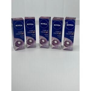 Lot of 5 - Nivea A Kiss Care & Color sheer berry tinted lip balm